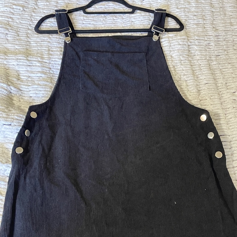 Black Corduroy Overall Dress